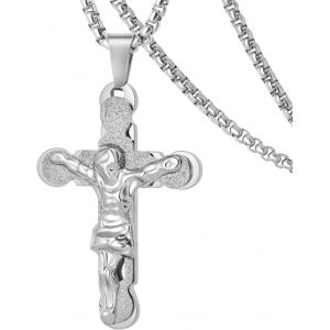 Trahoo-Homme Et Femme Croix Collier, Acier Inoxydable Bible Croix Vierge Marie Pendentif, Acier Inoxydable/Plaqué Or, Jésus Collier Cadeau - Neuf
