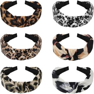 Belle Vous Serre Tete Femme Imprim&eacute; Leopard Avec Noeud Crois&eacute; (Lot De 6) - Certete Cheveux Femme &Eacute;lastique De Style Boh&egrave;me Pour Femmes Et Filles &iquest; 6 Motifs - Neuf