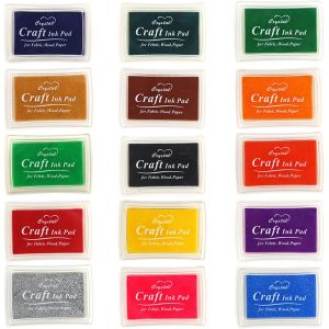 JEXNOVASHOP-15 Pièce Color Ink Inkpad, Tampons Encreurs, Coussins Encreurs Ensemble, Extra Large, Respectueux de l'environnement et Inoffensif, pour Scrapbooking, Tissu, Cadeau pour Enfants - Neuf