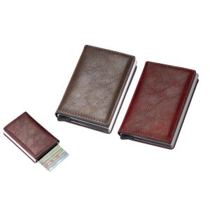 Lot de 2 portefeuilles fins avec protection RFID, pince &agrave; billets et porte-cartes en cuir PU - Neuf