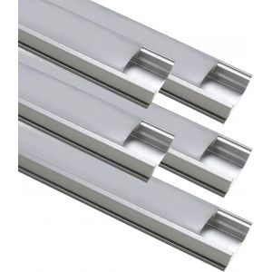 MEVRONISSHOP-Lot de 5 Profil&eacute; en Aluminium 1m pour Ruban LED, Cache Couleur Blanc Laiteux, Bouchons de terminaison et clips de montage inclus - Neuf