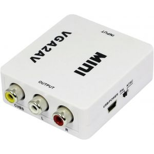 Convertisseur Audio Vidéo Mini vers AV Adaptateur Pc vers TV Haute Définition 640x480 vers 1920x1080 - Neuf