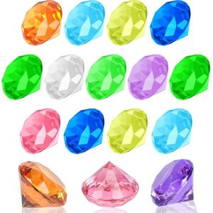 KAL-Gemmes Colorées, 16Pcs Jouet De Gemme Acrylique De Diamant De Grande Taille, Diamants Acryliques Multicolores, Multicolore Acrylique Diamant Cristaux, Pour Plage, Natation, Fête - Neuf