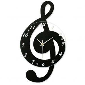Horloge de note de musique de salon,horloge murale de d&eacute;coration de la maison,horloge murale silencieuse sans poin&ccedil;on,pour enfants - Neuf