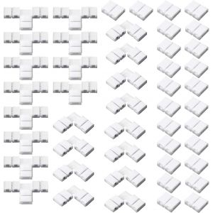 Kalanka-48 Pi&egrave;ces Connecteurs De Bandes Led 2 Broches 8 Mm Connecteurs De Lumi&egrave;re Sans Soudure En Forme De L Et T Connecteurs D'extension De Lumi&egrave;re D'adaptateur Led Pour 3528 2835 Smd Rgb - Neuf