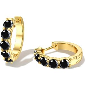 Kal-Boucles D'oreilles Or Argent Pour Femmes, Hypoallerg&eacute;nique Boucles D'oreilles En Cercle 925 Argent Pour Homme, 14k Plaqu&eacute; Or Boucles D'oreilles Cr&eacute;oles Avec Zircons Scintillants - Neuf