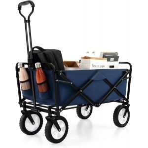 Chariot De Plage Pliable, Chariot À Roulettes 82 L, Tissu Oxford Résistant, 4 Roues Taille Compacte, Chariot Roulant, Pour Courses, Pêche, Plage, Charge 86kg (Rouge) - Neuf