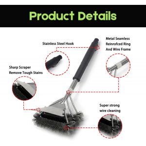 ASFASFq-Brosse de nettoyage pour barbecue avec racloir, accessoires et outils de barbecue sûrs pour charbon/électrique/infrarouge, divers grils, nettoyeurs de gril, rend le nettoyage plus facile et p - Neuf
