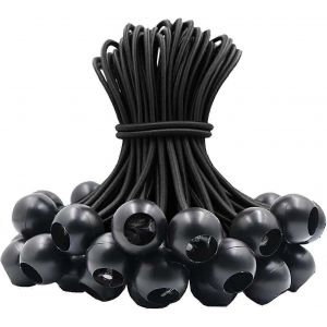 30 Pcs Cordon &Eacute;lastique,Cordon &Eacute;lastique En Caoutchouc Avec Balle &Eacute;lastique Pour Tentes De B&acirc;che,Banni&egrave;re,Drapeau,Camping,Pavillon (Noir) - Neuf