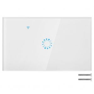 Panneau de commutation tactile sans fil Wi-Fi intelligent 1 gang, commutateur standard americain, telecommande par application (blanc) - Neuf