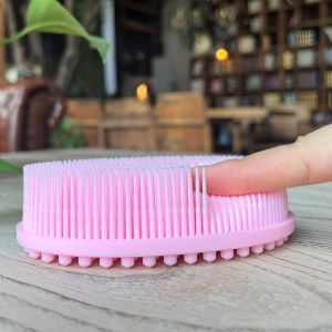 Brosse sensorielle pour enfants ou autisme,épurateur corporel en silicone souple,brosse de douche pour animaux de compagnie,brosses de bain,brosse à shampoing (grand ovale-rose) - Neuf