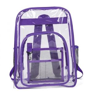 VITATA Sac &agrave; dos &eacute;tudiant imperm&eacute;able en PVC transparent et tendance-Violet fonc&eacute; - Neuf