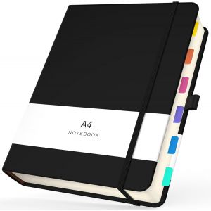 Carnet A4 Page Blanche - Cahier De Note Cuir Pu 21.6x28.5cm - 100g / M&sup2; Feuille Banche Bloc Note A4-360 Pages Notebook Couverture Rigide - Carnet De Dessin L'&eacute;criture Voyage, Noir - Neuf