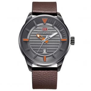 Mini Focus Hommes Casual Analogique &Eacute;tanche Bracelet En Cuir Montre Quartz Montre-Bracelet (Gris + Marron) - Neuf