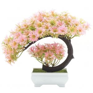 HJLIAN Fleur artificielle en pot, decoration pour la maison ou le bureau (rose) - Neuf