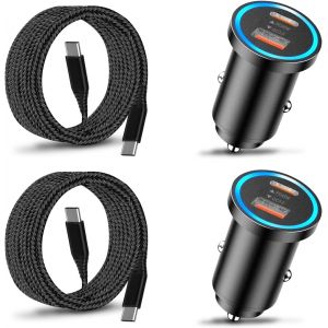 Eryi-2pack 45w Chargeur Voiture Rapide Pour Samsung Galaxy S24/S25 Plus/S24 Ultra/S22 S23 Fe,A16 A56 5g A15 A25 A55 A05s A54 A34 A53 A23 A33 5g,Iphone 15 Pro Allume Cigare Usb C 45w &usb A 18w Avec C - Neuf
