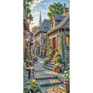 Ayuhr-45 X 85 Cm Diamond Painting Maison Style Européen Diamond Painting Maison Rurale Ruelle Restaurant Fleurs Mosaïque Diamant Peinture Art Broderie Point De Croix Images Cadeau Décoration Murale - Neuf