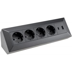 Bloc Multiprise D'Angle 4 Prises Avec Usb-A Usb-C Pd Pour Bureau, Cuisine, Atelier, Construction, Montage Encastré, Anthracite - Neuf