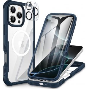 Store-Magnétique Coque Iphone 16 Pro Max,Compatible Avec Magsafe Intégré Verre Trempé Protection Écran Et Protecteur Caméra,360° Antichoc Téléphone Housse Double Face Case Intégrale Etui -Bleu - Neuf