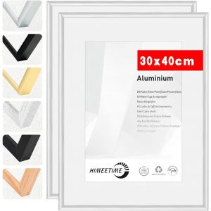 Fchhk-® 2x Cadre Photo 30x40 Cm En Aluminium Argenté,Plexiglas Haute Résolution,Cadre Photo Pour La Décoration Murale Ou L'affichage De Galerie - Neuf