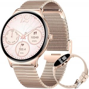 Montre Connect&eacute;e Femme avec Appel Bluetooth, 1,43"" AMOLED &Eacute;cran/120+ Modes Sportifs, SpO2/Fr&eacute;quence Cardiaque/Sommeil IP68 &Eacute;tanche pour Android iOS Rose - Neuf