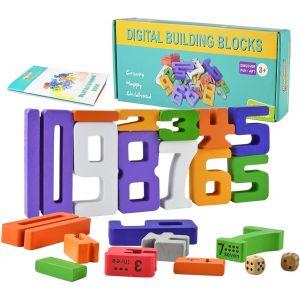 lbgwp60-Chiffre En Bois,Blocs De Construction Math&eacute;matiques,Math&eacute;matiques Bloc De Construction Num&eacute;rot&eacute;,28 Bloc De Construction Num&eacute;rot&eacute;,&Eacute;l&eacute;ments Constitutifs De L&Eacute;quilibre Num&eacute;rique Pour Jeu Pr&eacute;scol - Neuf