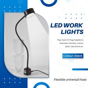 Lampe &agrave; Col de Cygne Flexible &agrave; Base Magn&eacute;Tique de Lumi&egrave;Re de Travail &agrave; LED 220 V 5 W pour &eacute;Clairage Industriel de Perceuse de Fraisage de Tour, Prise Europ&eacute;Enne - Neuf