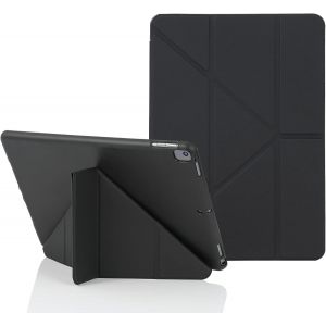 LORANKA-MuyDoux Origami Coque pour iPad 10,2 Pouces 9e 8e 7e G&eacute;n&eacute;ration 2021/2020/2019, 5-en-1 Multiple Angles de Vue, Housse Finition Soyeuse et Dos Souple Antichoc, Veille/R&eacute;veil Automatique, Noir - Neuf