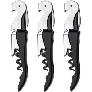Pack D'acier Au Carbone 3 En 1 De La Bière Et Du Vin Bouteille, Tire-Bouchon, Du Sommelier Tire-Bouchon Et La Découpe Pour Les Sommeliers, Serveurs Et Barmen Noir - Neuf