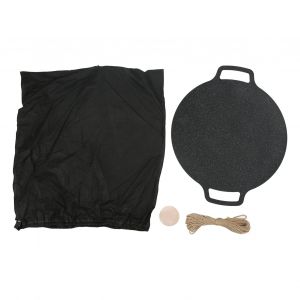 Plaque De Gril Ronde RéSistante Aux BâTons, Plaque à Frire Pour Barbecue Portable Avec Double PoignéE Pour Camping Pique-Nique - Neuf