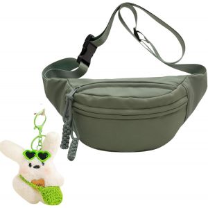 RFCBC-Sac à Bandoulière, Pendentif de Poupée, Banane en Tissu Oxford, Petit Sac Croisé, Poitrine, Banane de Sport Homme et Femme, Adapté aux Voyages en Plein Air, Course à Pied, l'Ecole (Vert) - Neuf