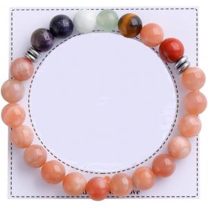 Kalsw-Bracelet 7 Chakras,Perles En Pierre Naturelle De 8 Mm,Bracelet Extensible Fait À La Main Pour Femmes Et Hommes Avec Carte De Signification(#6) - Neuf