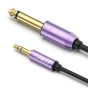 C&acirc;ble 6,35mm TS vers 3,5mm TRS, C&acirc;ble Adaptateur Jack Mono Interconnect Stereo Aux Lourd Plaqu&eacute; Or Violet 1/4 de Pouce M&acirc;le vers 1/8 de Pouce M&acirc;le, 1 M&egrave;tre - Neuf