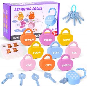 JGD-10 Set Learning Locks with Keys, Jouet De Verrouillage Et De Cl&eacute; pour Enfant, Montessori Baby Keys Toy Ensemble pour Les Tout-Petits 3+, Number Matching Toys pour D&eacute;velopper La Motricit&eacute; Fine - Neuf