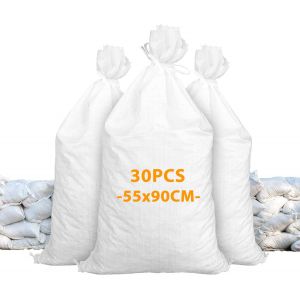 NouvelHorizonstore-30 Pcs Sac Gravat 55 x 90 CM, Sac a Gravats Blanc, Sac de Sable pour Sable, D&eacute;chet, Protection de l&iquest;inondation (25 KG) - Neuf