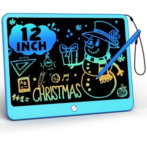 ERYI-12 Pouces Tableau D'Écriture Lcd Enfants Jouets Educatif, Tablette Dessin Enfants Ardoise Magiqu Coloré, Cadeaux D'Anniversaire Noël Pour Les Filles Et Garçons De 3 4 5 6 7 Ans (Bleu) - Neuf