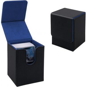 Mdy-Vertical Trading Card Storage Box Contenir À 100+ Cartes Pour Mtg, Commander Tcg, Cartes À Collectionner - Noir Et Bleu - Neuf