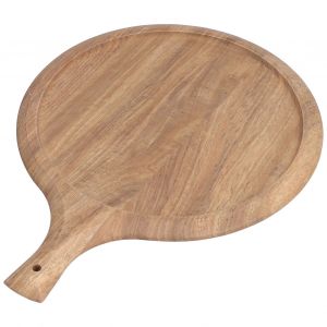 Hjlian Plateau A Pizza En Bois Durable, Plateau De Service Rond Avec Poignee, Assiette A Pain, Assiette A Diner Pour Restaurant, Hotel - Neuf