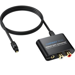Convertisseur DAC 192kHz SPDIF vers RCA Optique vers 3.5mm,Convertisseur Audio Numérique vers Analogique Optique Toslink vers RCA Adaptateur Audio - Neuf