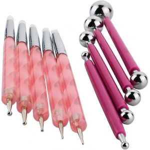9 Outils De Stylet,Outil D'indentation En Silicone Et En Argile Céramique Bricolage Et 4 Pièces D'outils À Bille En Métal À Double Extrémité Également Pour La Décoration De Gâteau Fondant - Neuf