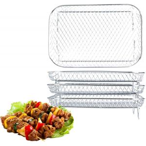 APLU-Accessoires Air Fryer,Grille Air Fryer,Support De Déshydrateur Empilable En Acier Inoxydable,Accessoires Pour Friteuses Rectangulaires,Lot De 3 U2013Passe Au Four Et Au Lave-Vaisselle - Neuf