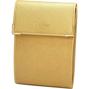 TRAHOO-- &eacute;tui Pochette Porte ch&eacute;quier Longue Pliant - Talon &agrave; Gauche - 3 emplacements Carte bancaire - 3 Plis - Compact - en Cuir Vachette - 10,5 cm X 14,5 cm (ZSF dor&eacute;) - Neuf
