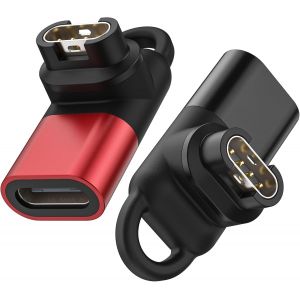 VornixorSarlshop-2Pack USB C Adaptateur de Chargeur Garmin Watch, 90&deg; Connecteur C&acirc;ble Type C pour Fenix 8 7 6 5 E, Forerunner 970 570 965 265 165 55, Instinct 3 2 1, Vivoactive 6 5, Venu 4 3 2, Noir - Neuf