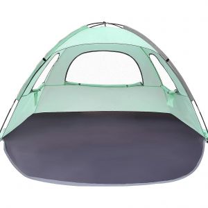 Tente De Plage Abri Solaire Avec 3 Fenetres Auvent Pliable Leger Pour 3 Personnes - Neuf