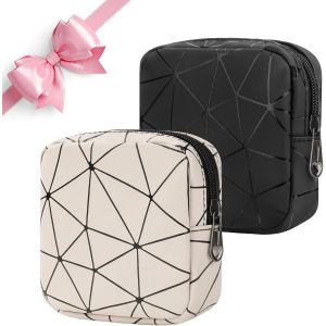 KALANKA-2 Pi&egrave;ces Pochette Serviette Hygi&eacute;nique avec Zipp&eacute;e Tampons Trousse Rangement Sac Maquillage Petite Pochette Femme Tissu Coton Trousse Toilette Voyage Kit Fille Cadeau Anniversaire No&euml;l - Neuf