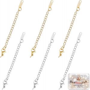 40pcs 2 Couleurs Cha&icirc;nes D'extension D'extension De Cha&icirc;ne En Acier Inoxydable Avec Fermoirs De Homard Languettes De Cha&icirc;ne Avec Breloques Word K14 Pour La Fabrication De Bijoux - Neuf