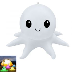 Lampe solaire flottante en forme de pieuvre avec balle gonflable color&eacute;e et fonction de changement de couleur RGB - Neuf