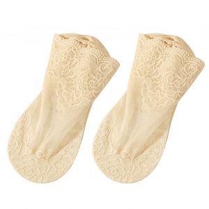 Chaussettes En Dentelle Rose Pour Femmes, Bas Fins En Maille Élastique Transparente, Bracelet De Cheville Respirant-Couleur De La Peau - Neuf