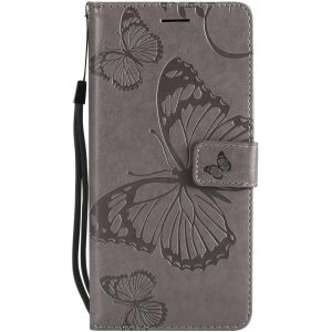 Kalanka-Coque Moto Z3 Play, Papillon Imprimé Pu En Cuir Coque Magnétique Portefeuille Tpu Étui Housse Pour Moto Z3 Play - Gris - Neuf