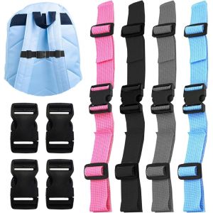 Nzqaf-Lot De 8 Enfants Sangle Sac A Dos Réglable 32cm Nylon Sangles De Poitrine Antidérapants Robuste Sangle A Clipser Avec Boucle Pour Enfants Cartable, Randonnée, Jogging, Course(4 Couleurs) - Neuf